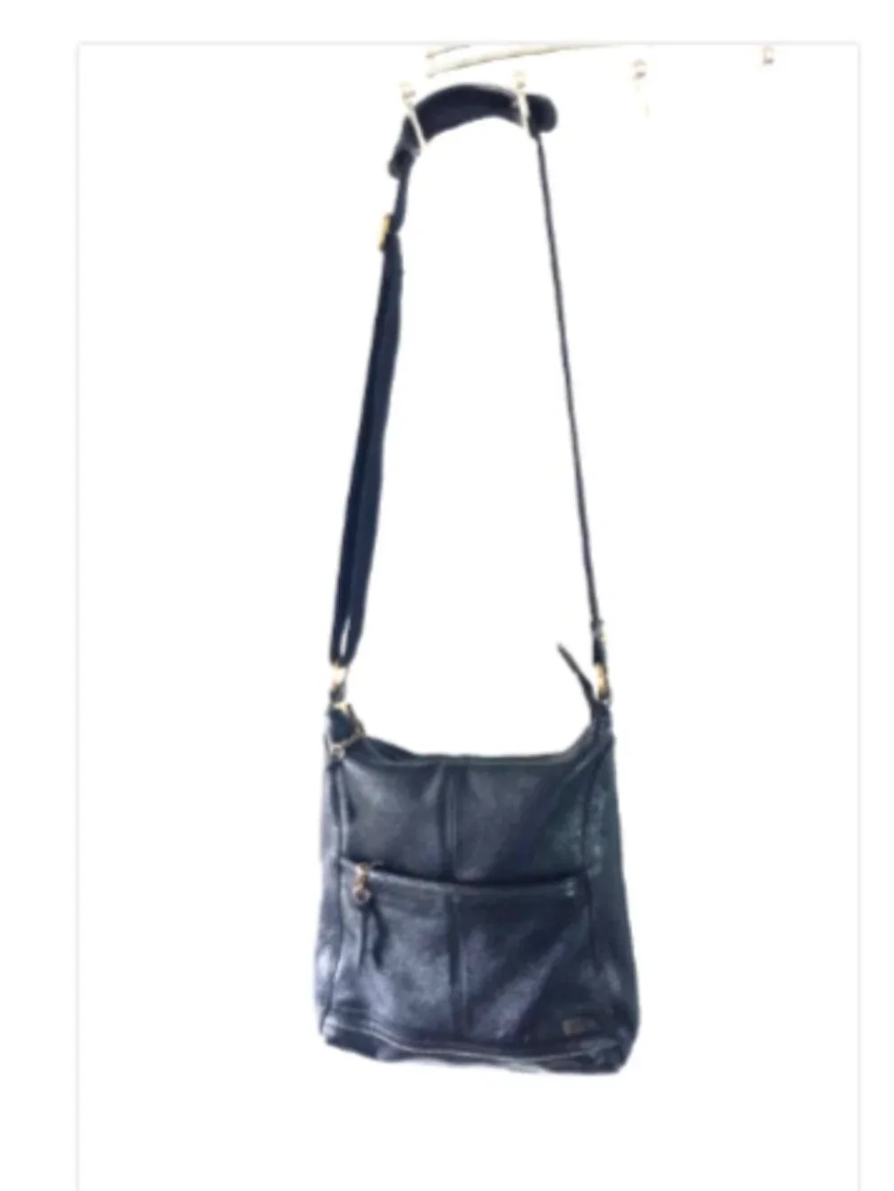 The Sak Iris Black Pebbled Soft Leather Messenger Crossbody Bag EUC
